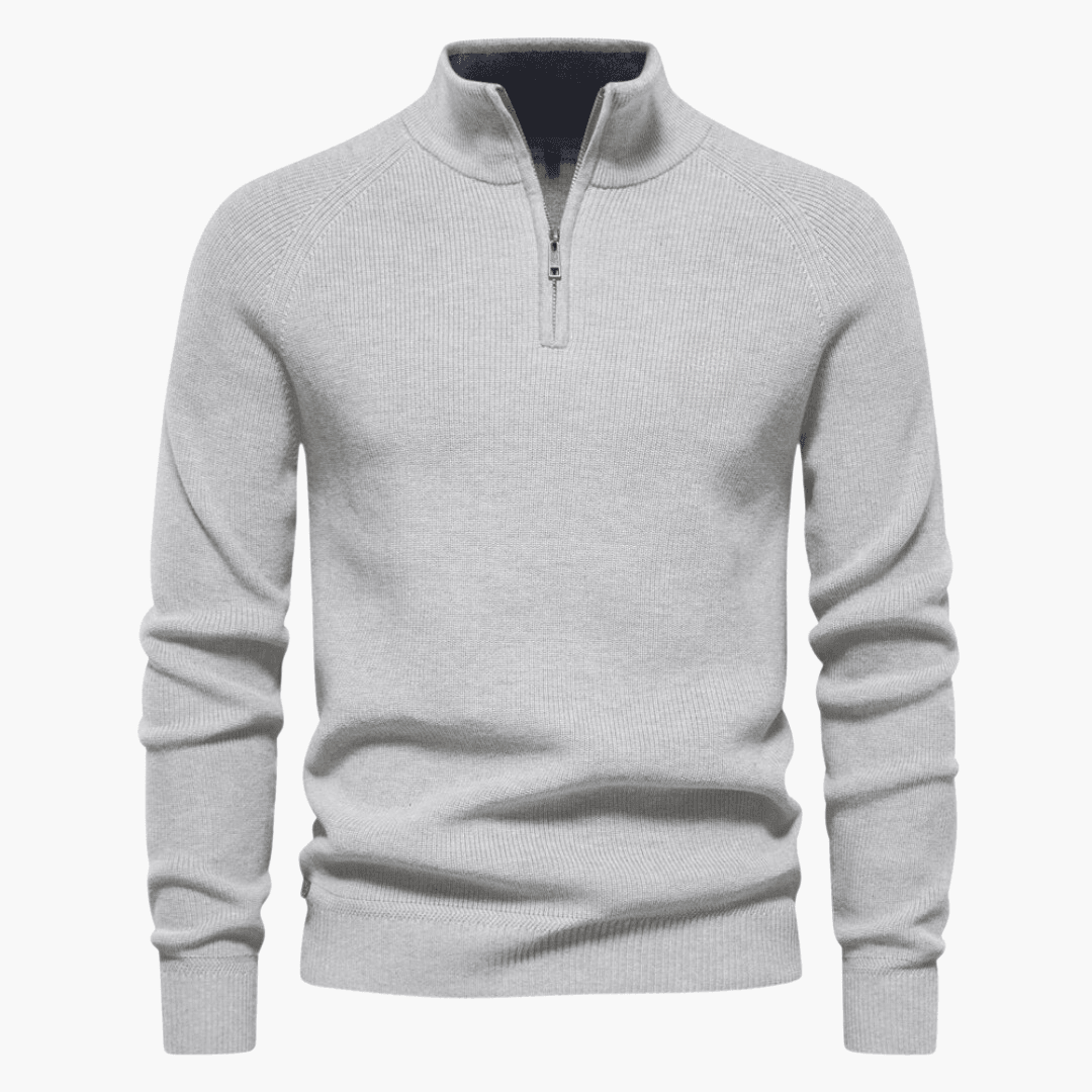 Herren Strickpullover Weich Zipper Beige