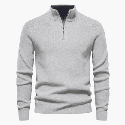 Herren Strickpullover Weich Zipper Beige