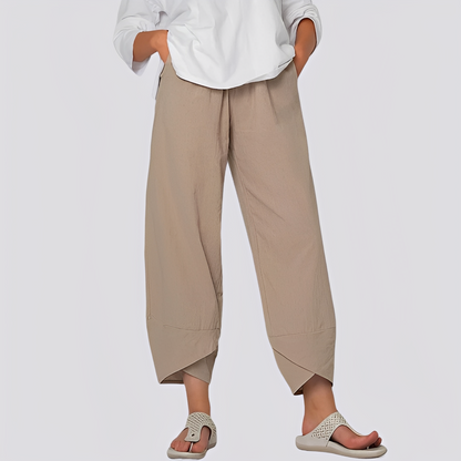 Damenweithose aus Stoff mit weitem Bein