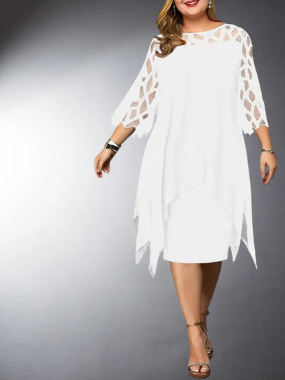 Elegantes Damen Midi-Kleid aus Spitze Plus Size