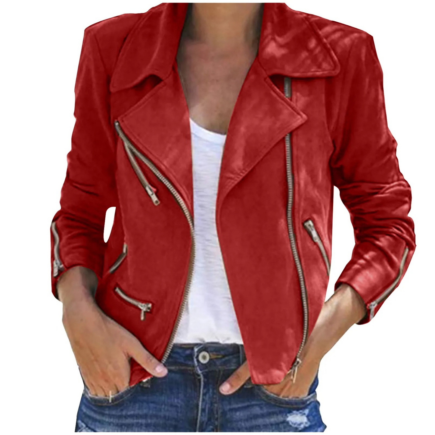 Norvielle Damen Vintage Jacke Reißverschluss
