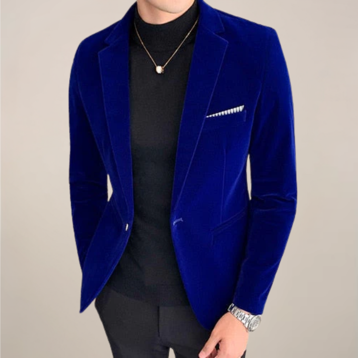 Herren Blazer Ein-Knopf-Revers Schlanke Passform