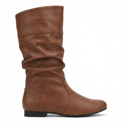 Norvielle Damen Flache Stiefel Bis Zum Knie - Norvielle