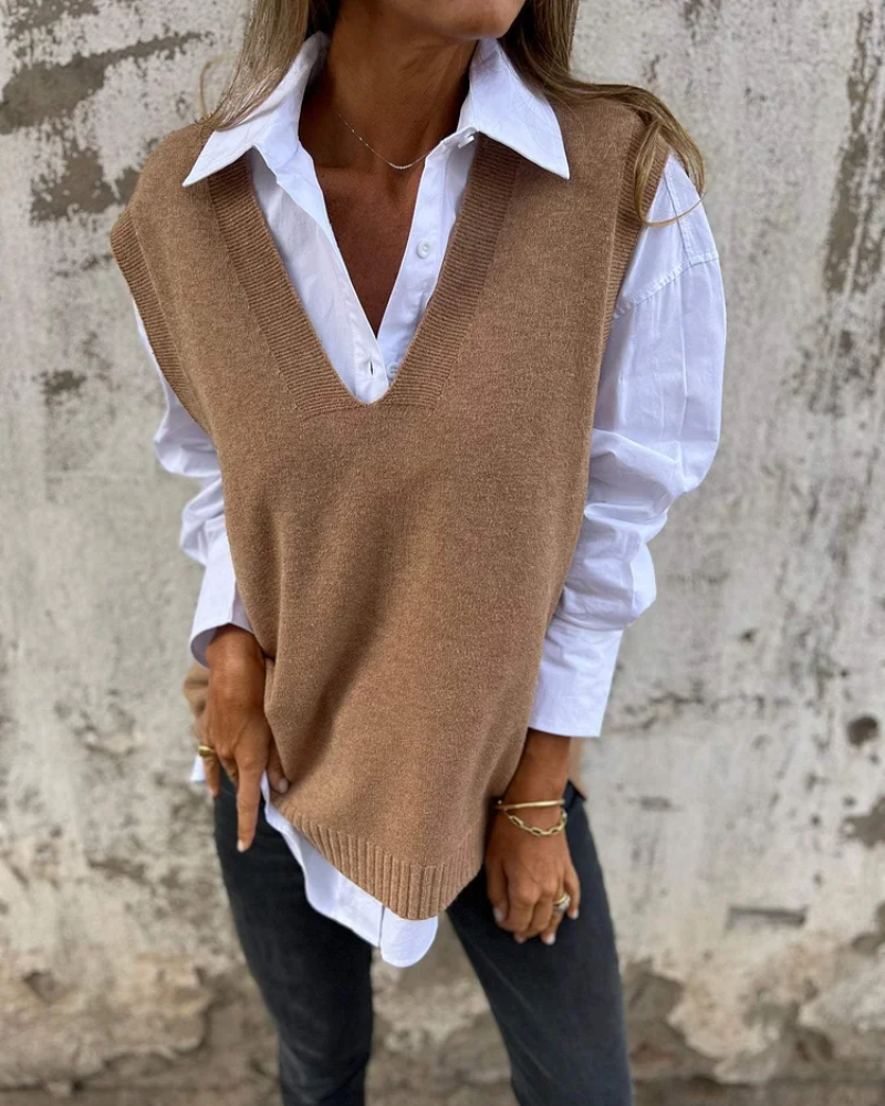 Damen Strickweste V-Ausschnitt Elegantes Design - Norvielle
