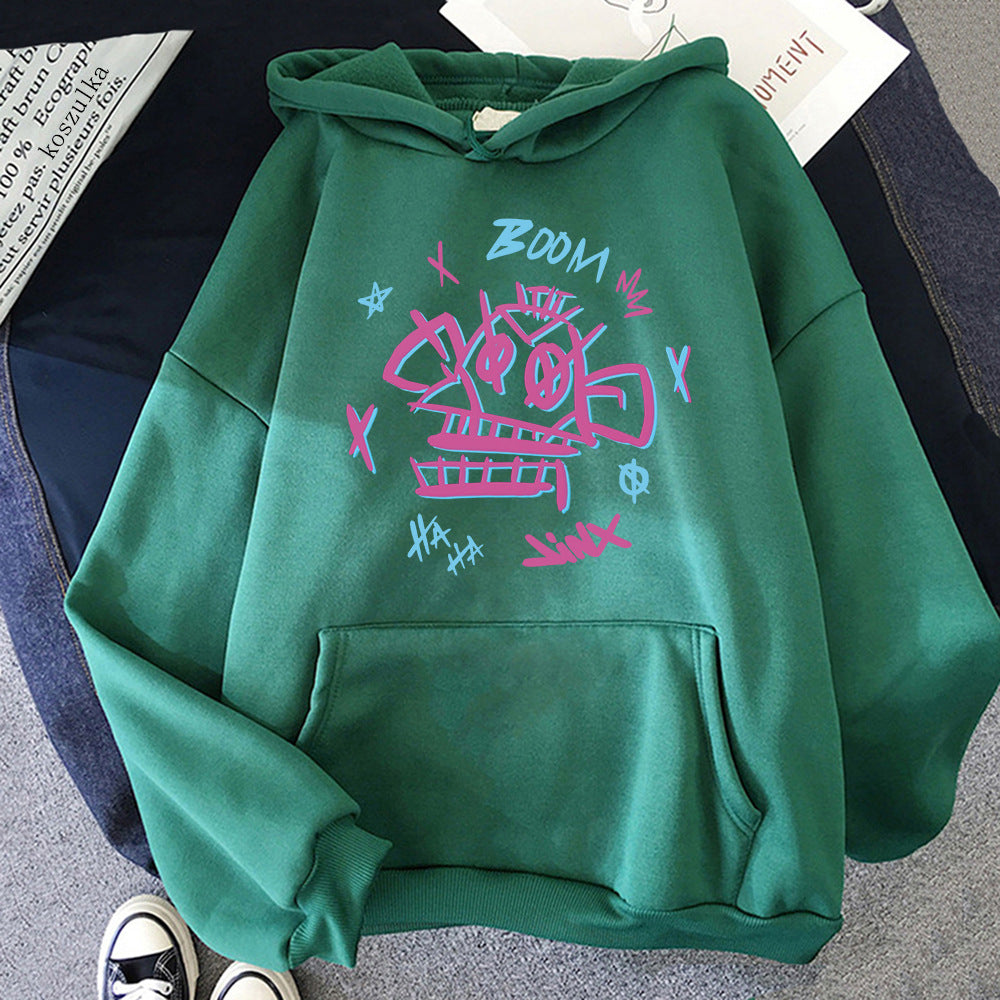 Norvielle Herren Hoodie Harajuku Stil Jinx Ekko