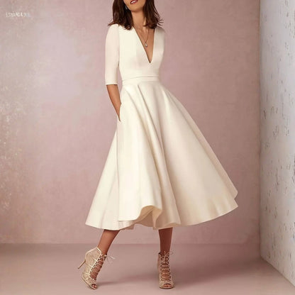 Damen Elegantes Midikleid Hochzeitsgast Ausgestellt