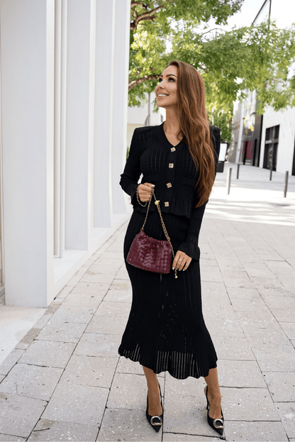 Damen Strick-Zweiteiler Klassisch Elegantes Design