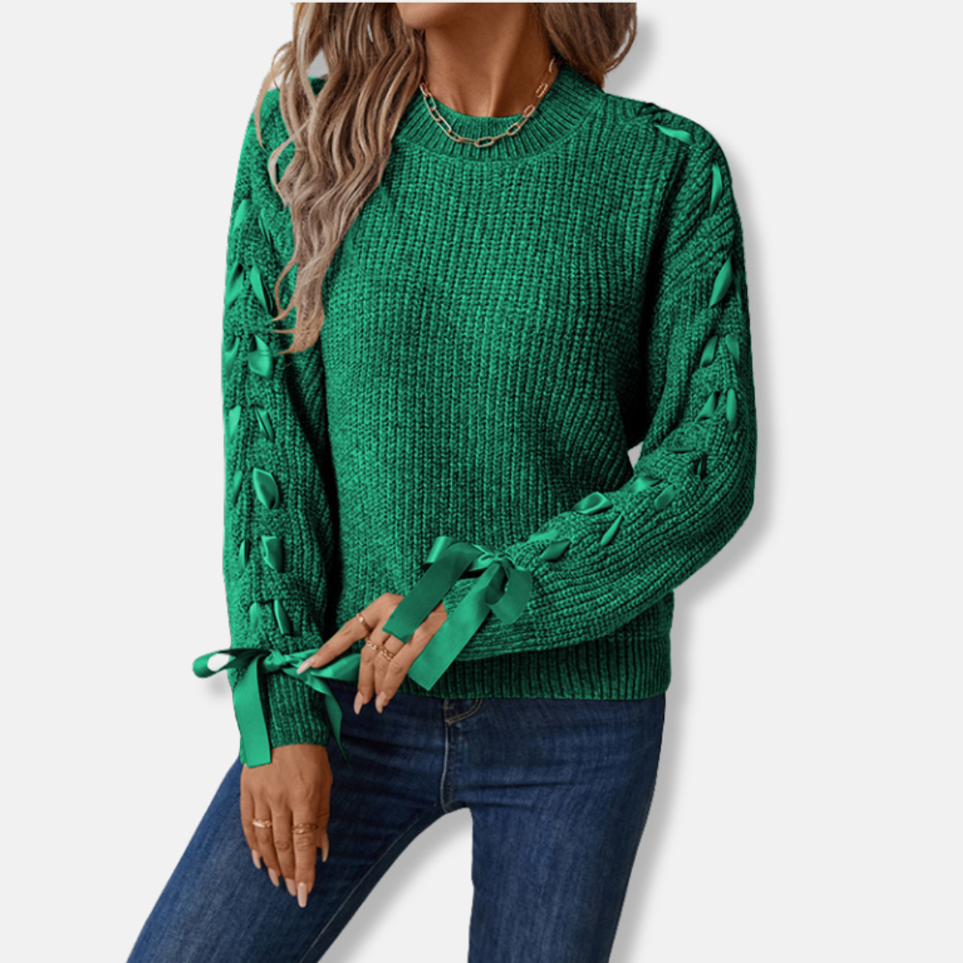 Damen Pullover Sweatshirt Weiches Strick Rundhalsausschnitt