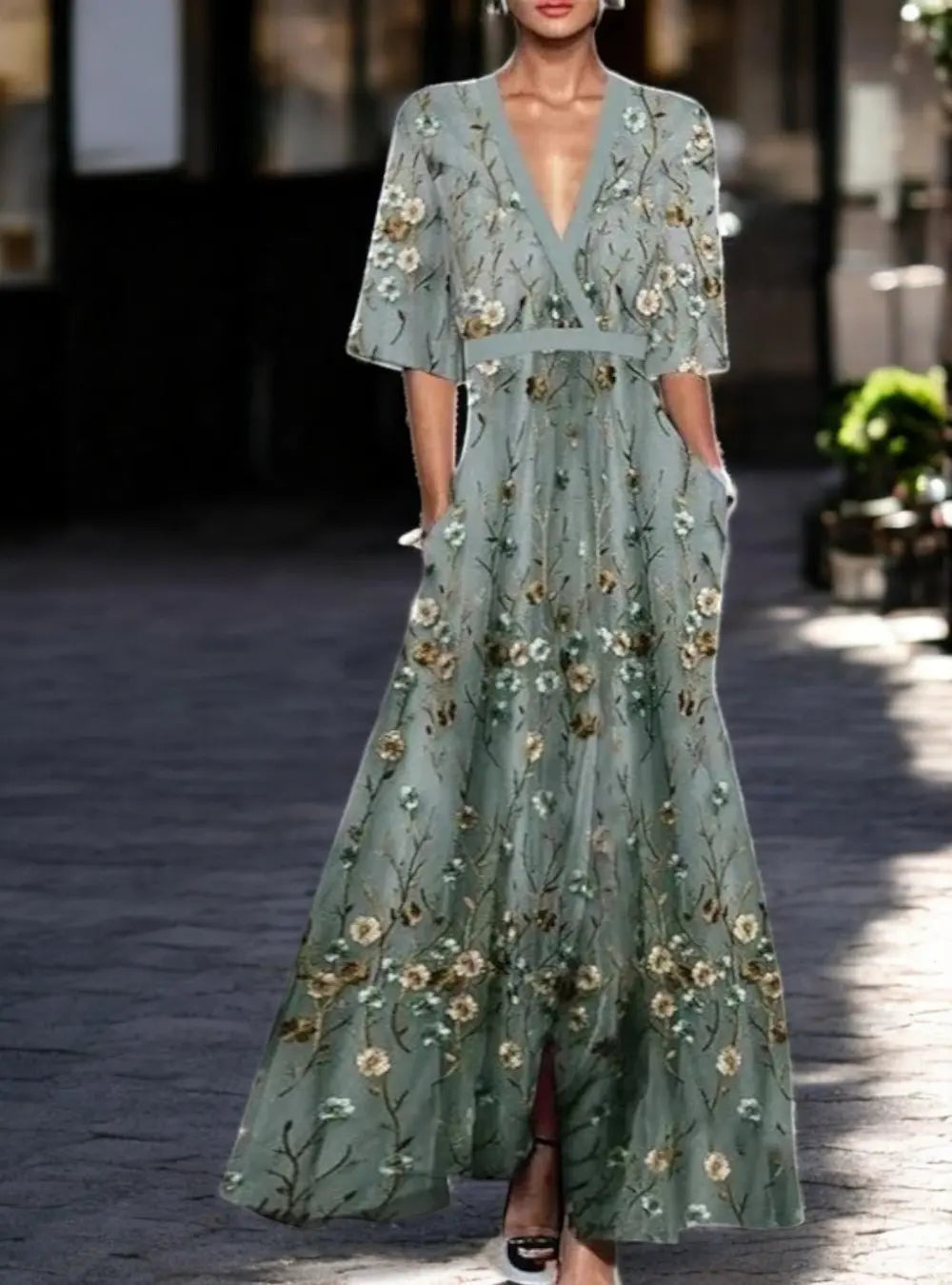 Norvielle Damen Maxi-Kleid Farbenfroh