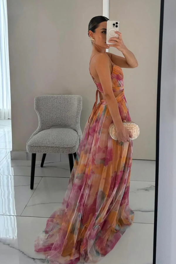 Damen Maxi-Kleid Faltenrock
