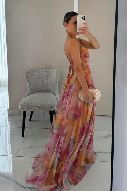 Damen Maxi-Kleid Faltenrock