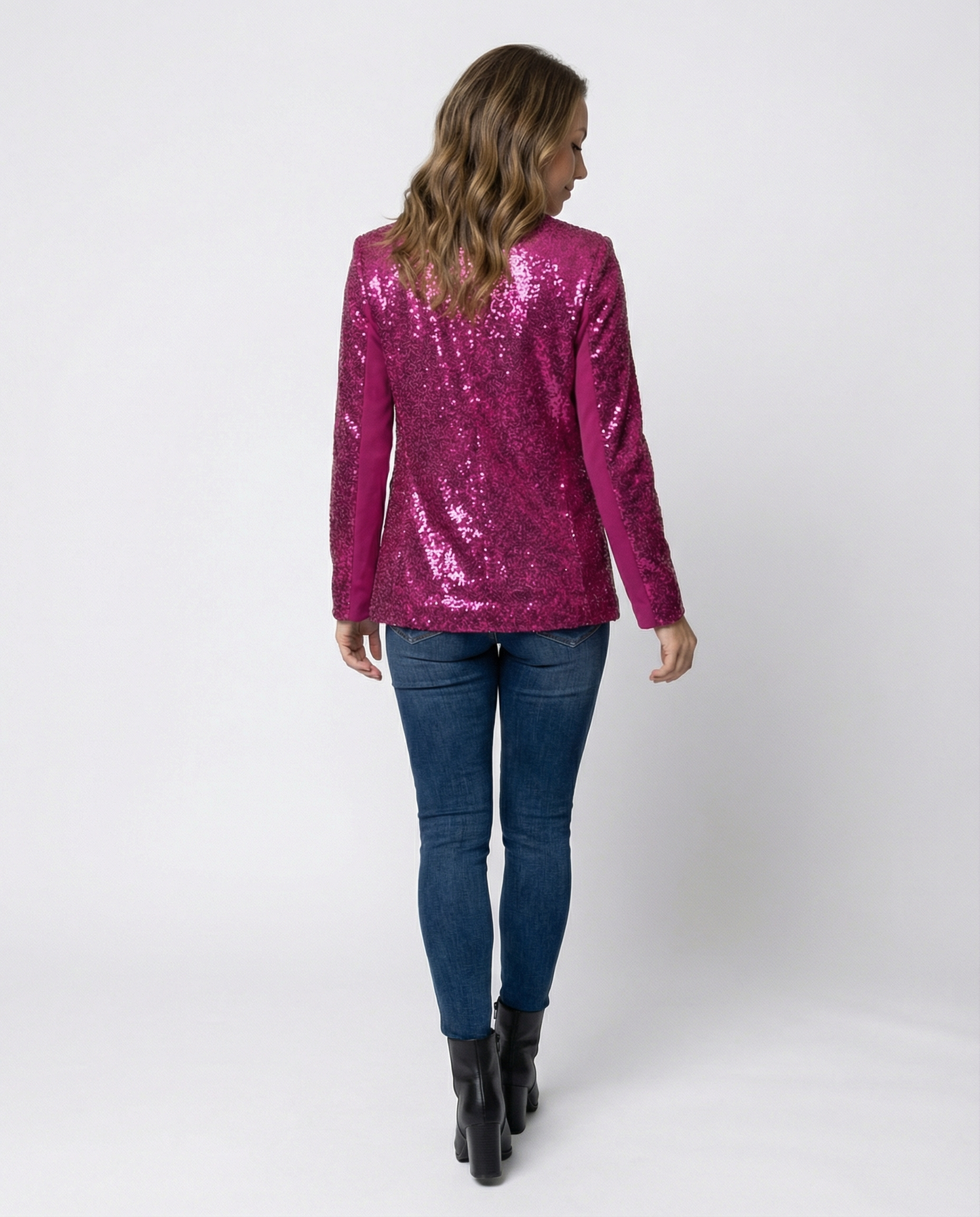 Damen Blazer Pailletten Glitter
