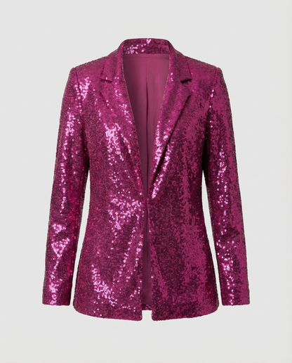 Damen Blazer Pailletten Glitter