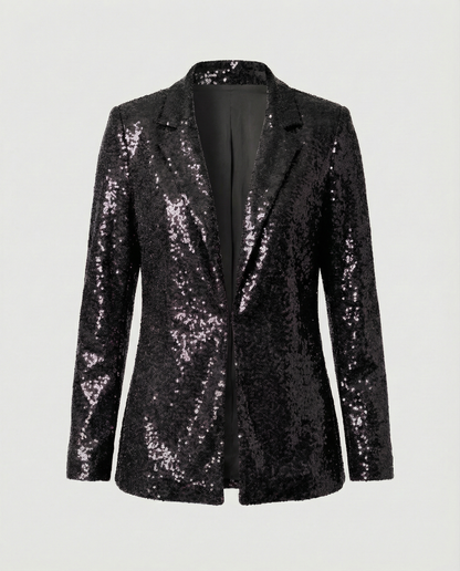 Damen Blazer Pailletten Glitter