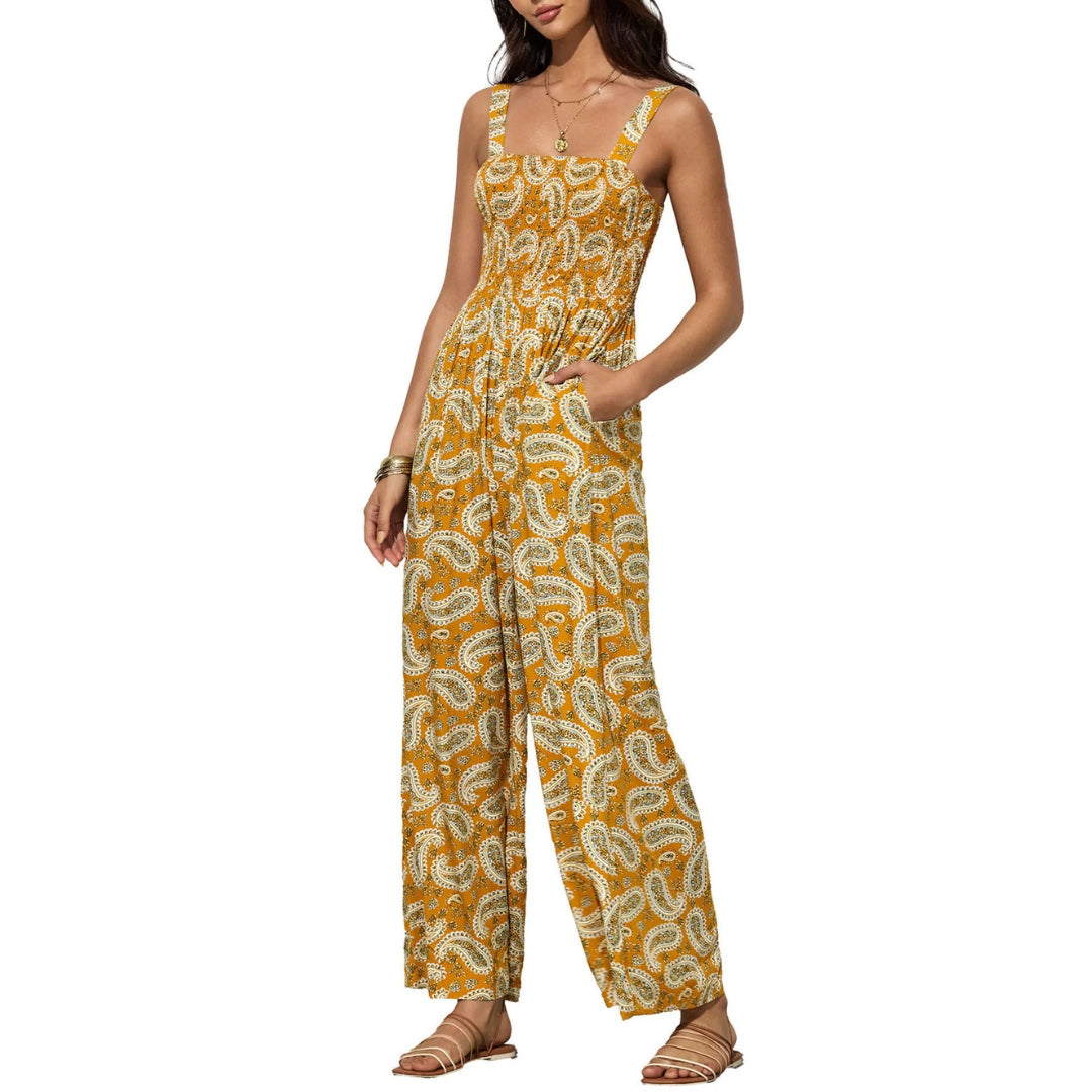 Damen Jumpsuit Blumenmuster Weites Bein Eleganz