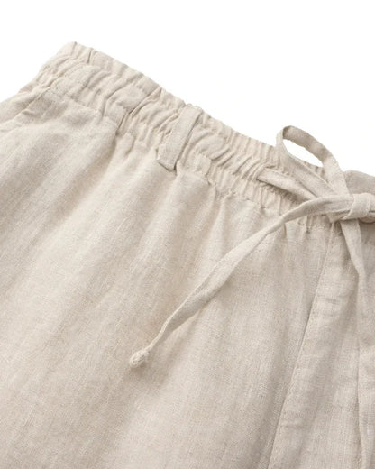 Herren Leinen-Outfit Sommer Shorts Leinenhemd Anthrazit