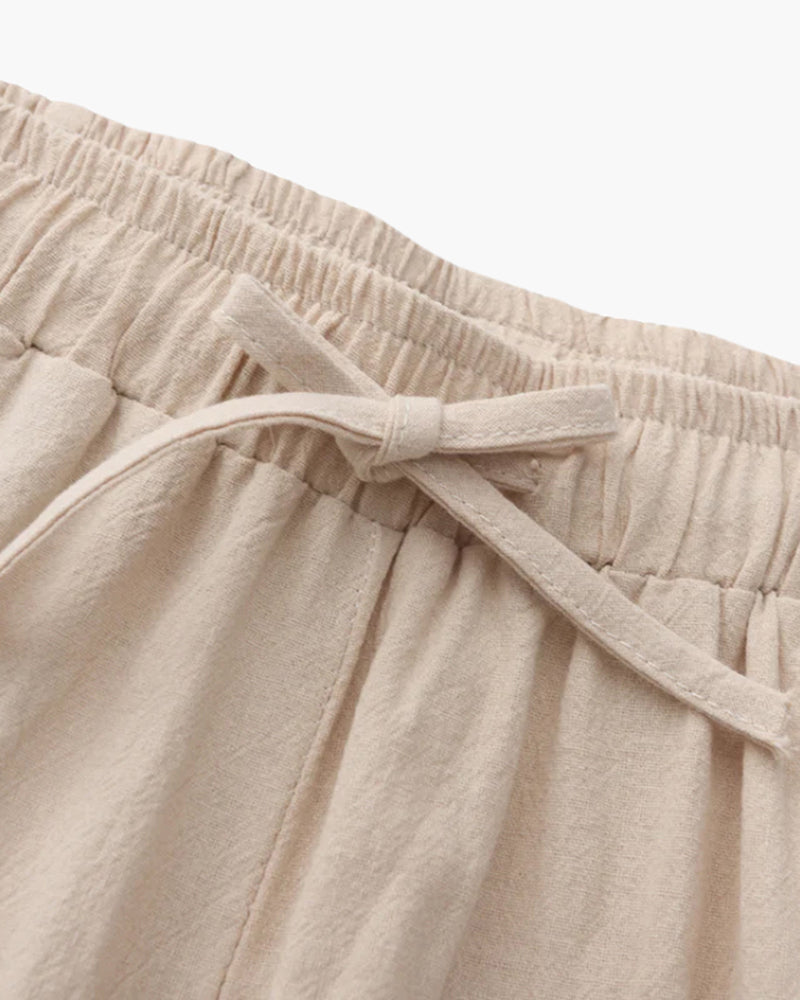 Herren Leinenhose Loose Fit mit Kordelzug Beige