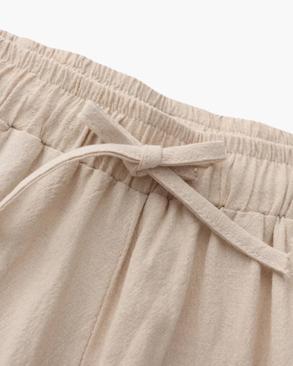 Herren Leinenhose Loose Fit mit Kordelzug Beige