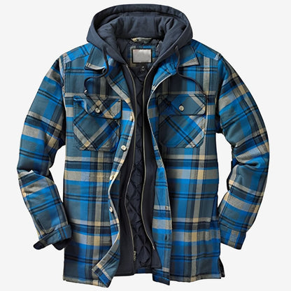Herren Flanelljacke Kapuze Fleece Warm