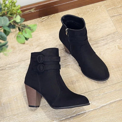 Damen High-Heel-Stiefeletten Schnalle Reißverschluss