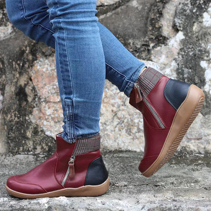 Damen Stiefeletten Leder Warm