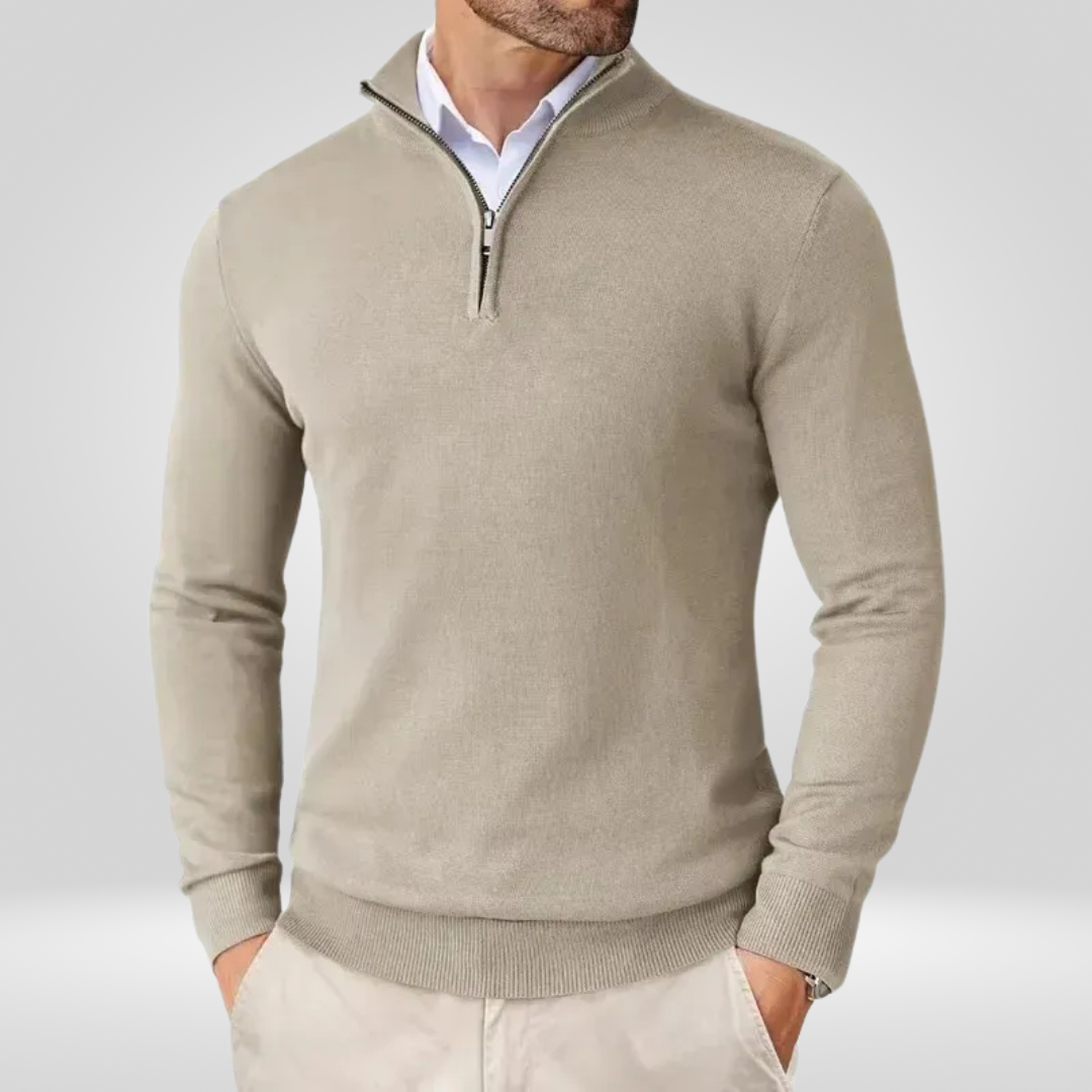 Herren Pullover Reißverschlusskragen SlimFit