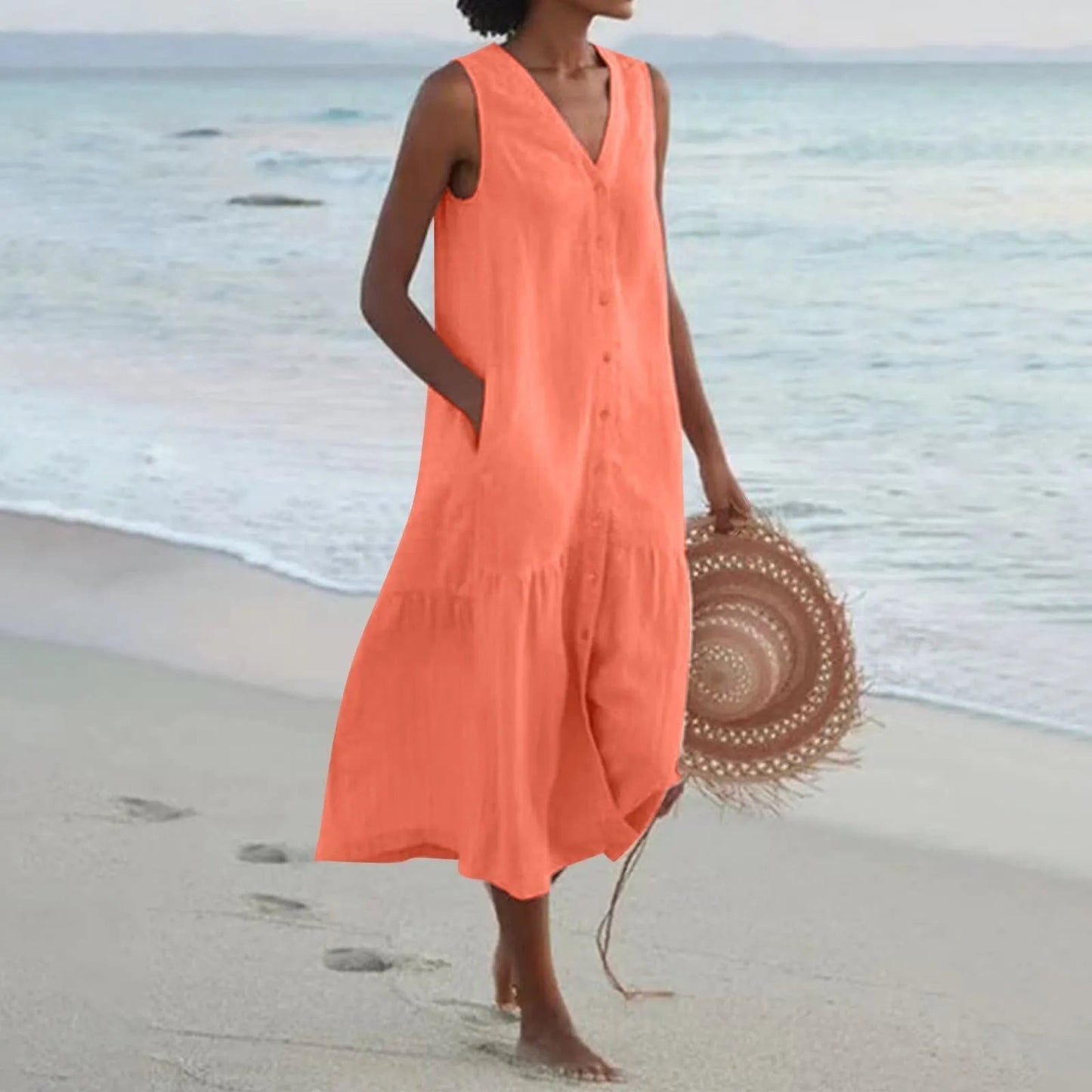 Norvielle Damen V-Ausschnitt Kleid