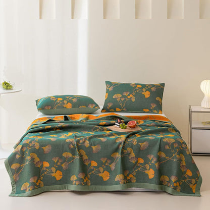 Wendebettdecke Jacquard Blumen Ginkgo Muster