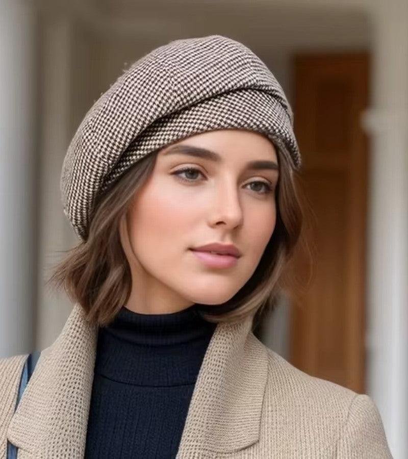 Damen Strickmütze Warm Kuschelig Beige