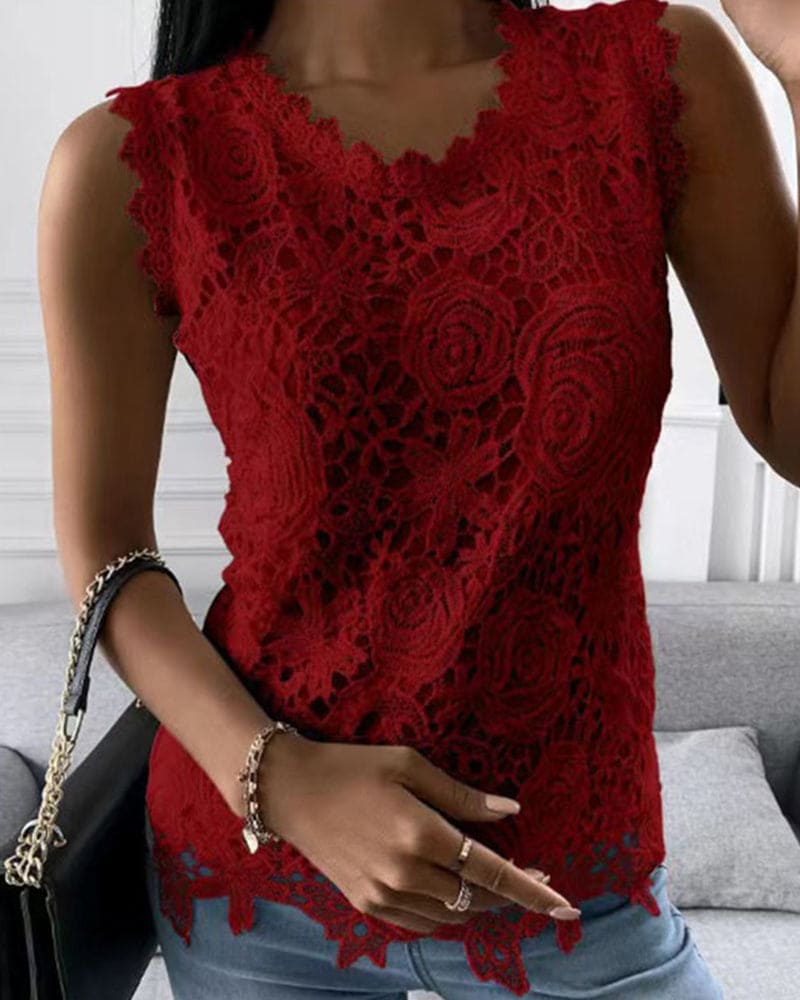 Norvielle Damen Bluse Spitze Einfarbig