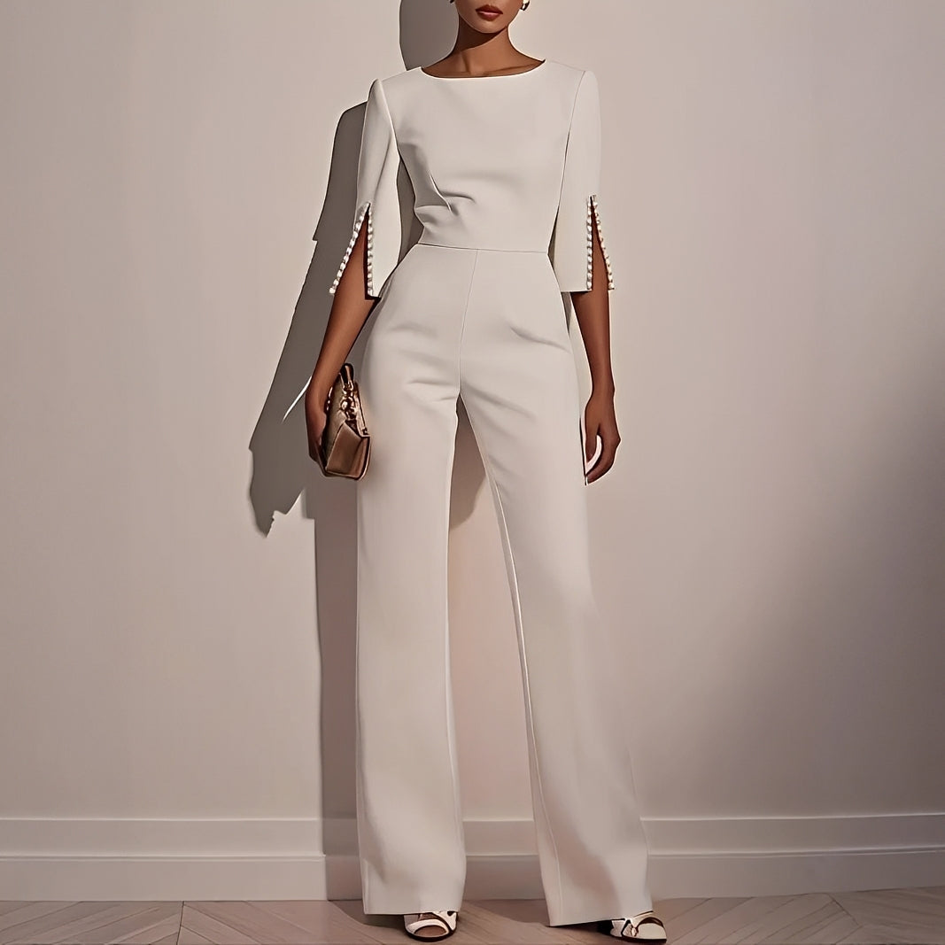 Damen Jumpsuit Glockenärmel Elegant Schwarz - Norvielle