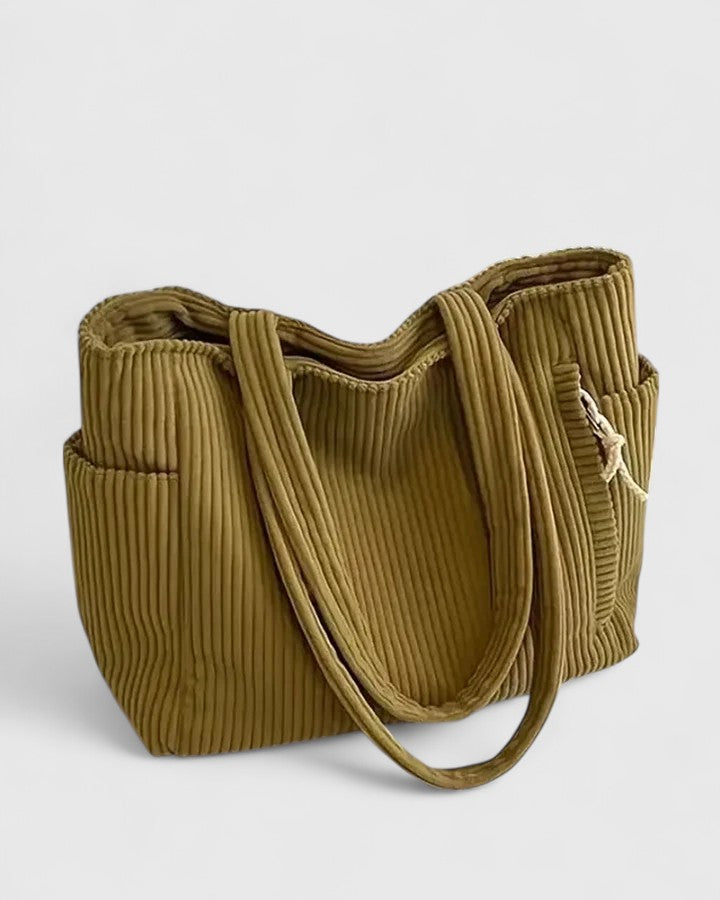 Damen Handtasche Rippstoff Leder