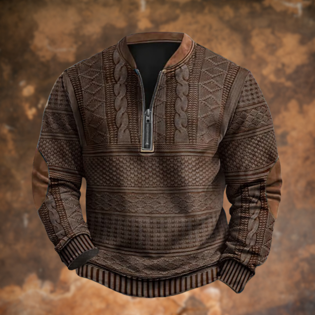 Strickpullover Mit Reißverschluss Gestrickt Musterdesign