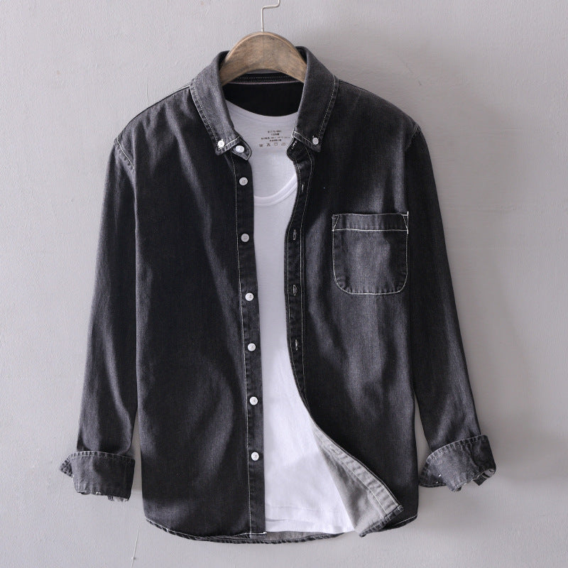 Herren Langarm-Jeanshemd Bequem