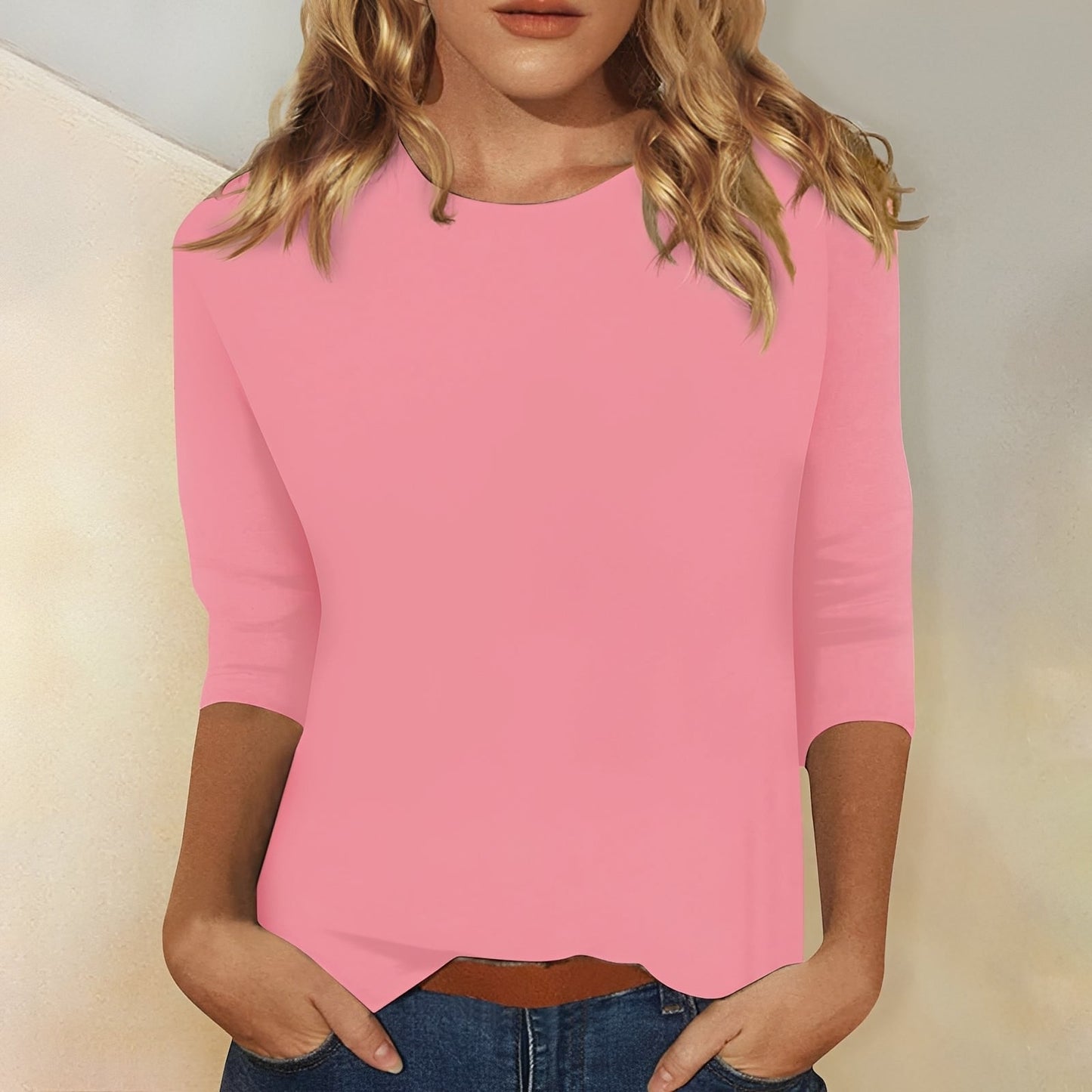 Damen Shirt 3/4 Ärmel Komfortbares Oberteil für Alltag