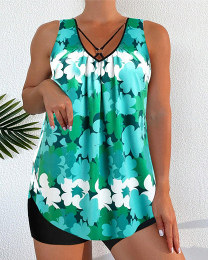 Norvielle Damen Zweiteiliges Tankini Gedruckt