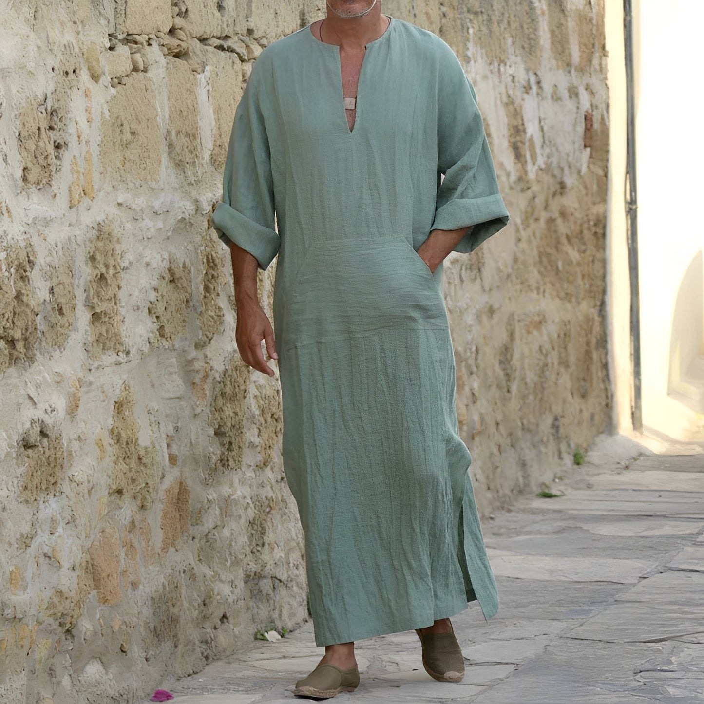 Herren Langkleid mit Schlitz aus Baumwolle