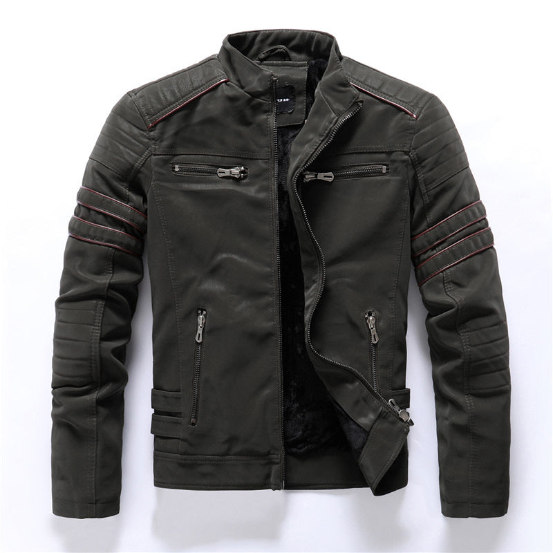 Herren Motorradjacke Cargotaschen Reißverschluss