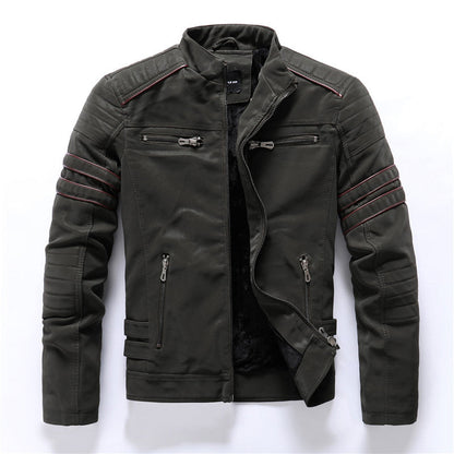 Herren Motorradjacke Cargotaschen Reißverschluss