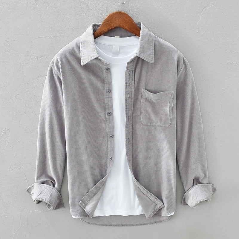 Herren Langarm-Overshirt Lässig Baumwolle Beige - Norvielle