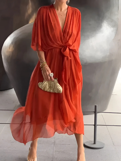 Seraphina Damen Midi Wickelkleid Zeitlos