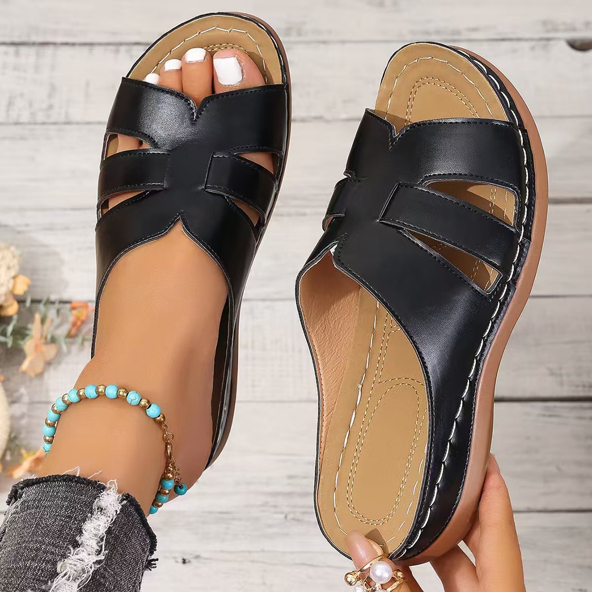Damen Slipper-Sandalen Stilvoll