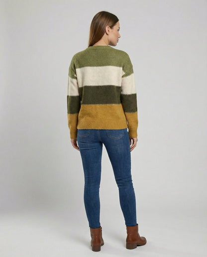 Damen Sweatshirt Streifen Baumwolle Grau