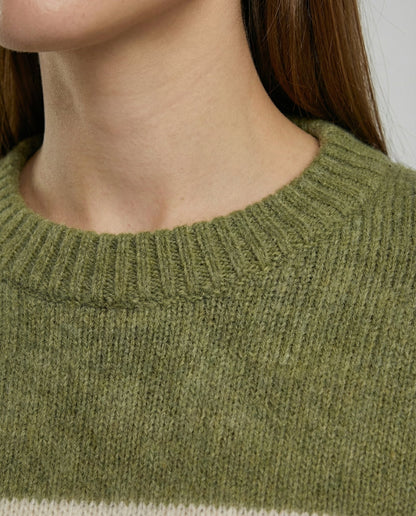 Damen Sweatshirt Streifen Baumwolle Grau