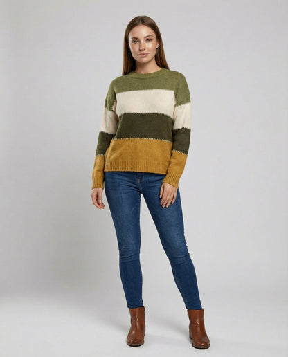 Damen Sweatshirt Streifen Baumwolle Grau