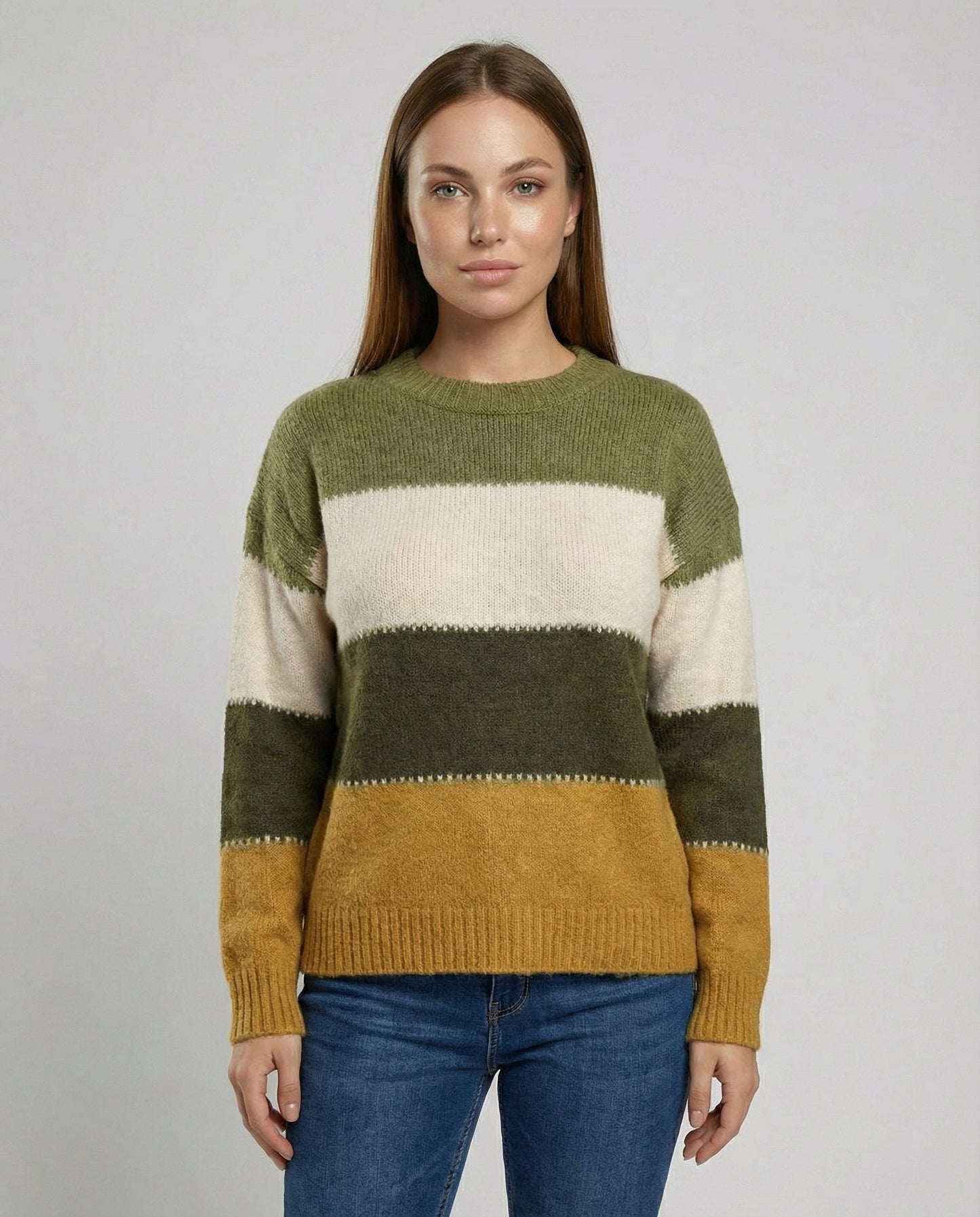 Damen Sweatshirt Streifen Baumwolle Grau - Norvielle