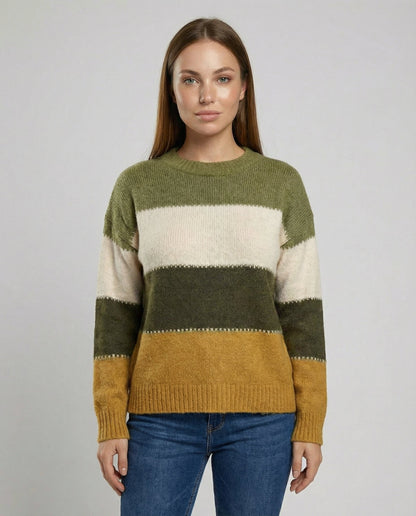 Damen Sweatshirt Streifen Baumwolle Grau - Norvielle