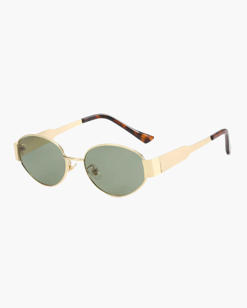 Damen Sonnenbrille Oval Smaragdgrün Glas Goldrahmen - Norvielle