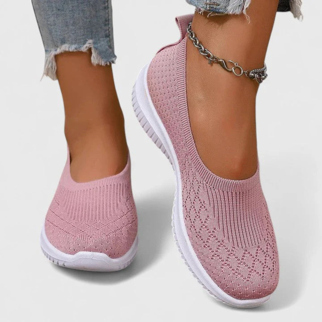 Damen Leichte Slip-On Strick Ballerinas
