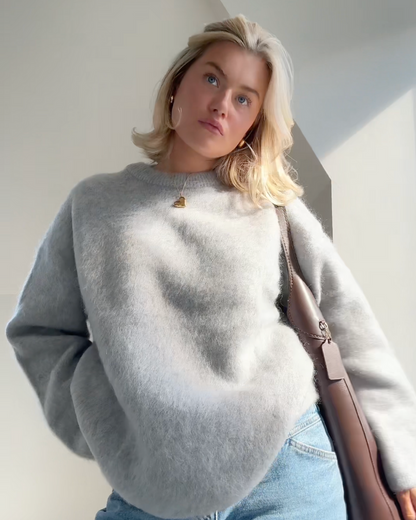 Norvielle Damen Mohair Pullover Kuschelig Beige